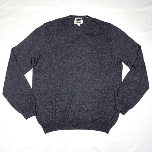 Joseph Abboud Gray 100% Extra Fine Merino Wool V-Neck Pullover Sweater Mens XL - Picture 1 of 6